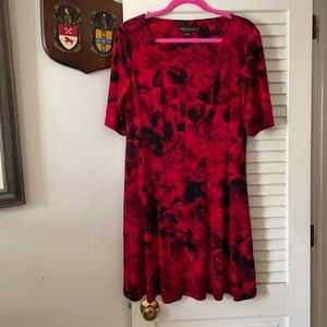 Red and Black Floral Dress